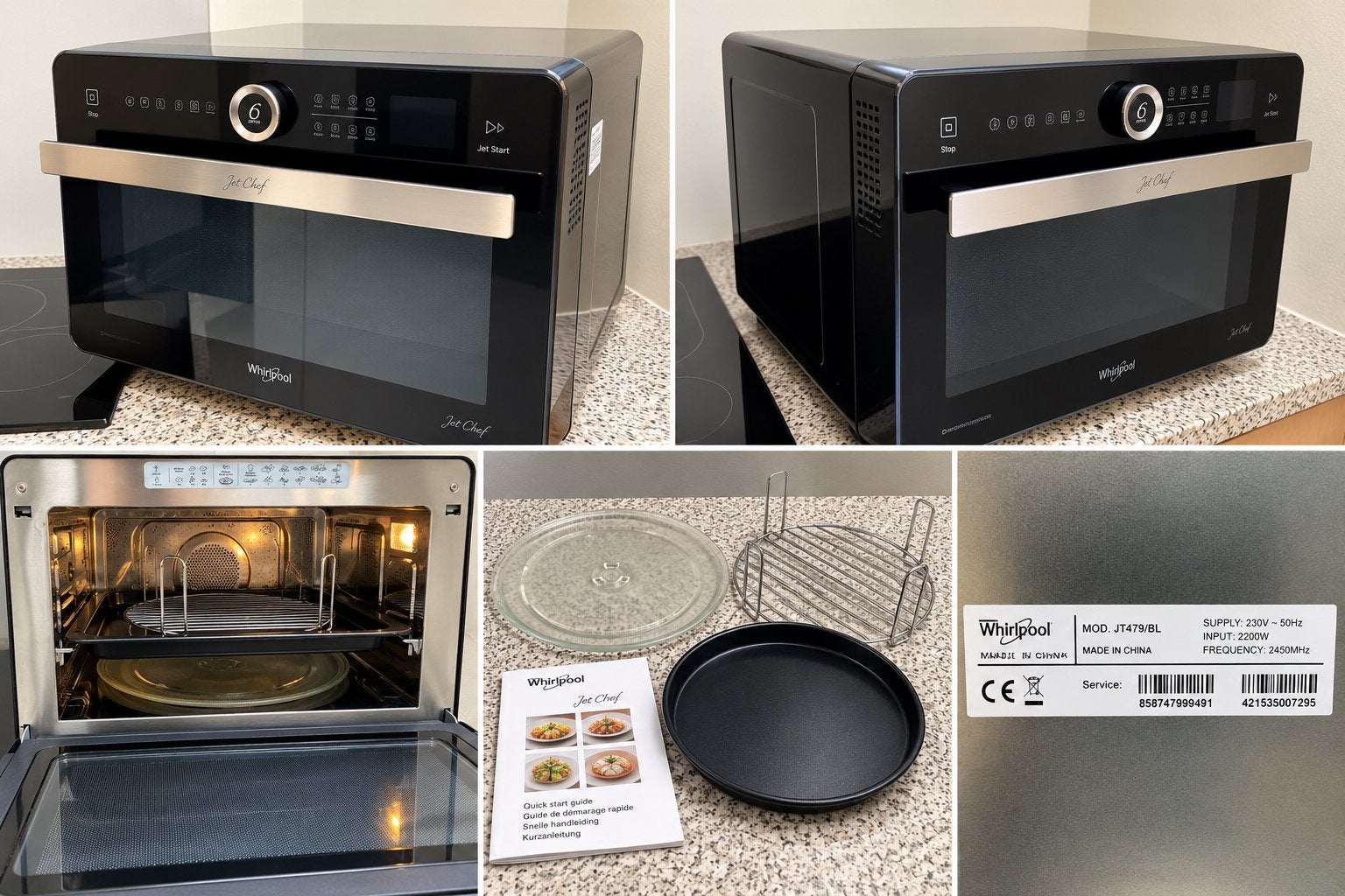 Whirlpool Jet Chef JT479/BL – 6th Sense combimagnetron, Ophalen, Gebruikt, Microgolfoven, Draaiplateau