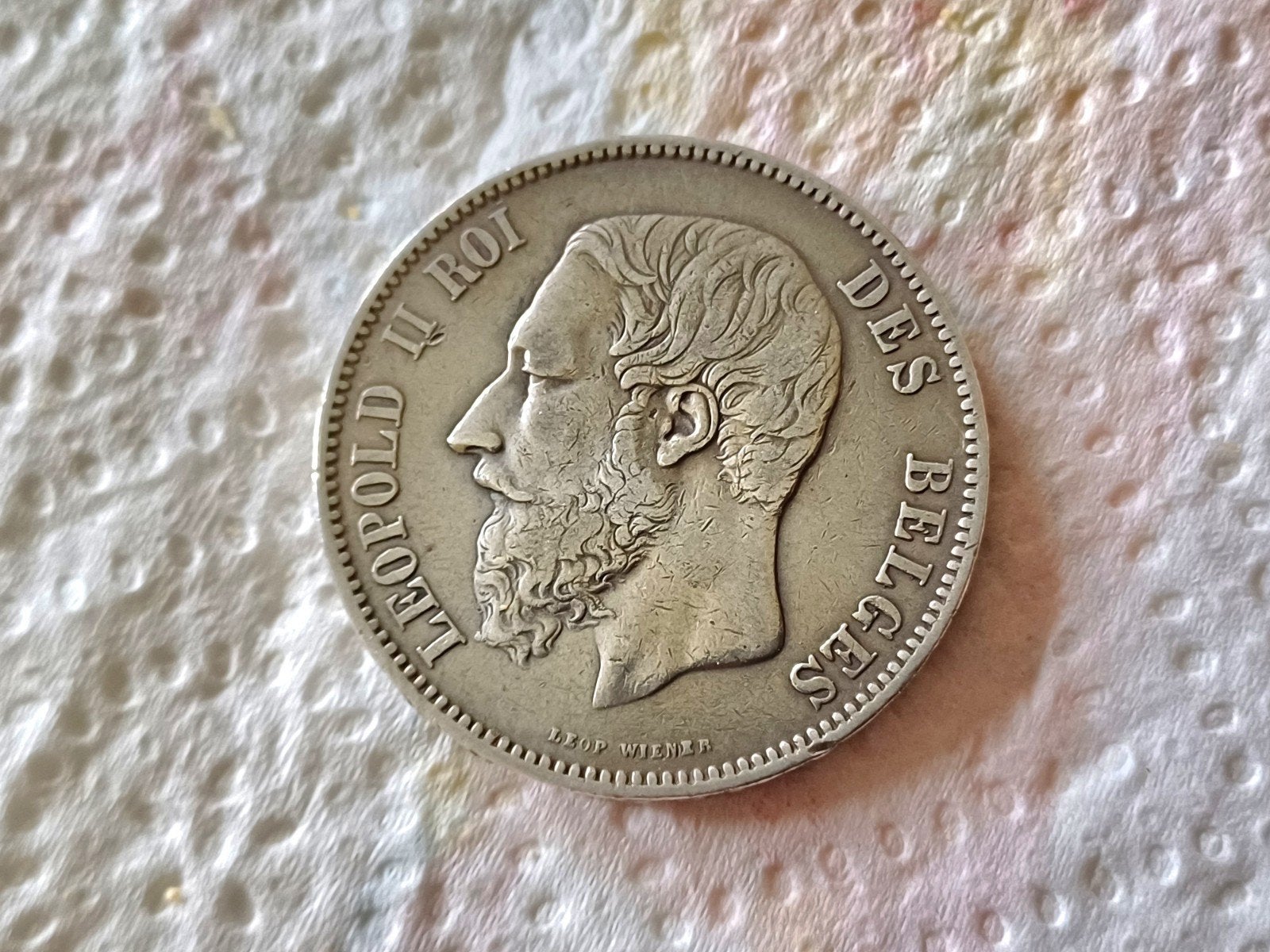 BELGIQUE 5 FRANCS 1868 LÉOPOLD II ARGENT, Timbres & Monnaies, Enlèvement ou Envoi, Monnaie en vrac, Argent, Argent