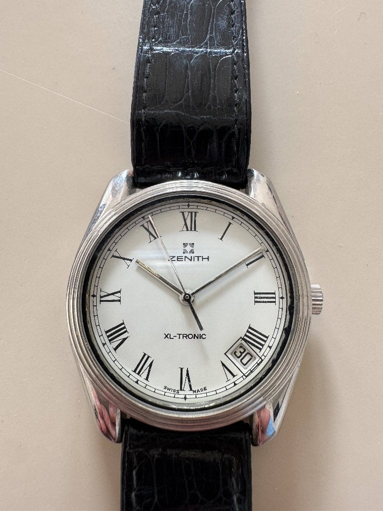 Zenith XL-Tronic vintage – Romeinse cijfers, Handtassen en Accessoires, Overige merken, Staal, Polshorloge, Ophalen of Verzenden