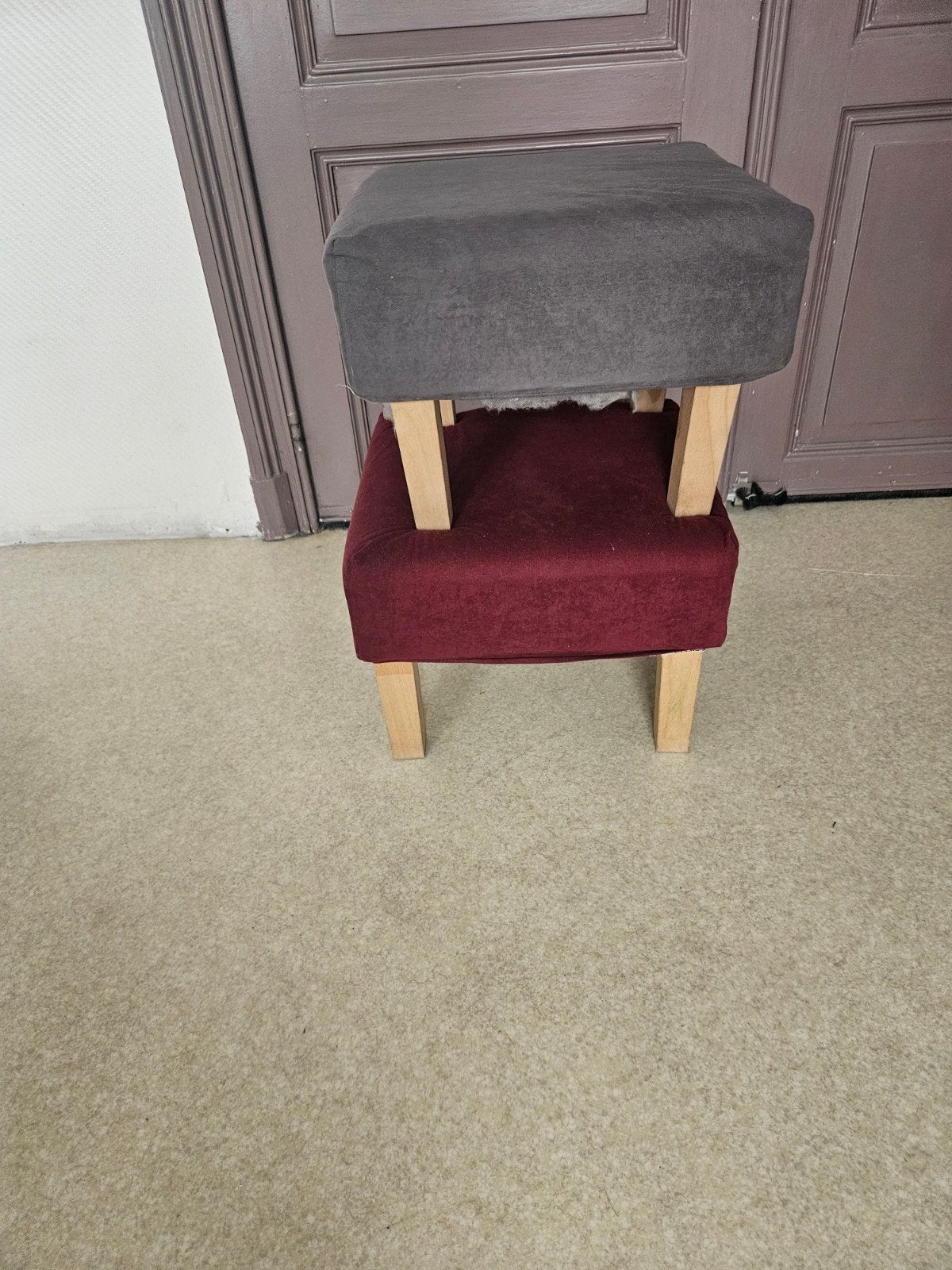 Paire de Poufs Carrés Qualité Supérieure – Ultra Solides, Enlèvement, Bois