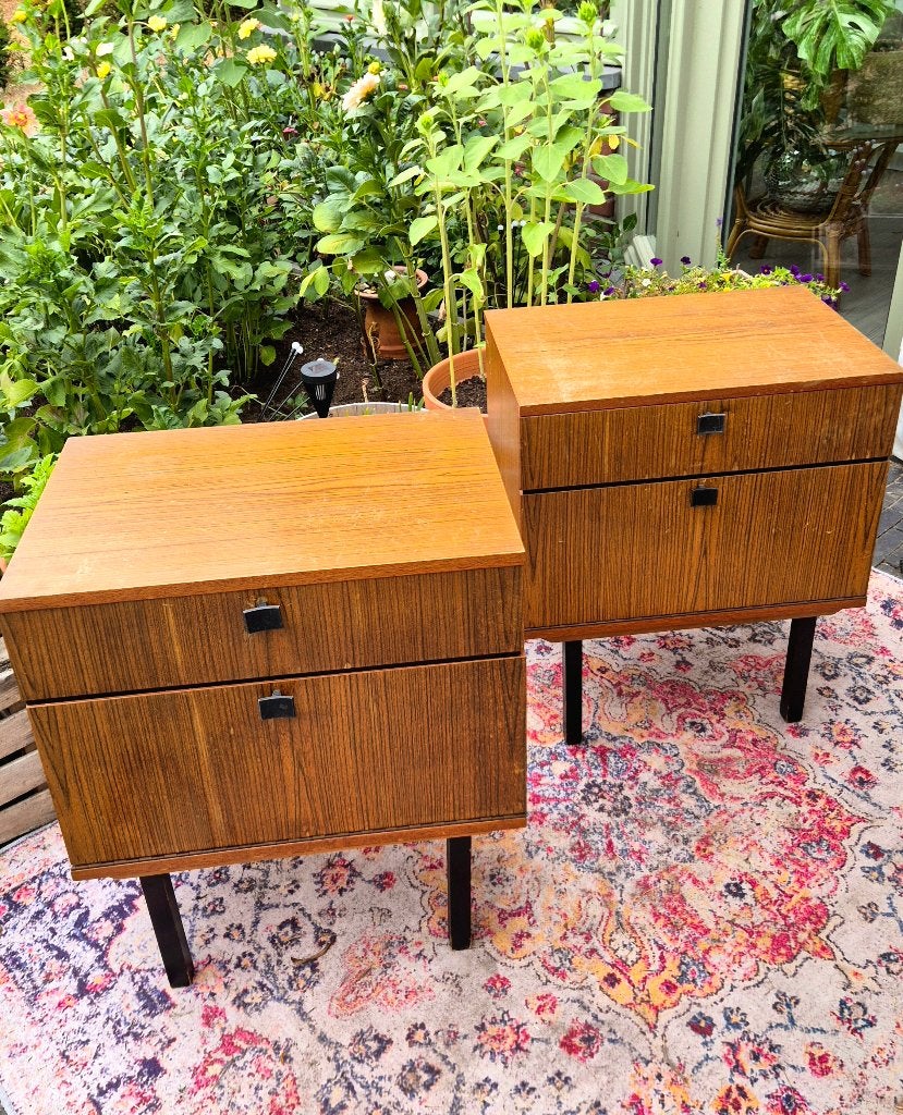 Set van 2 vintage mid century nachtkastjes | jaren 60/70, Ophalen