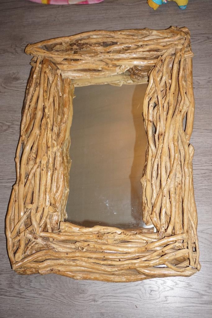 vintage houten takken spiegel - 85 cm x 60 cm, Huis en Inrichting, Woonaccessoires | Spiegels, Ophalen of Verzenden