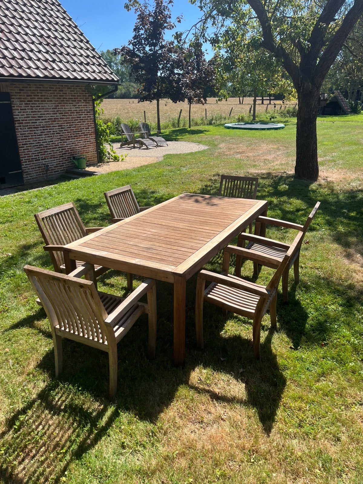 Tuinstel in teak, Ophalen, 6 zitplaatsen, Teakhout, Zo goed als nieuw