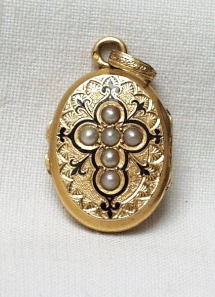 Locker fotohouder goud antiek juweel., Ophalen of Verzenden, Goud, Hanger