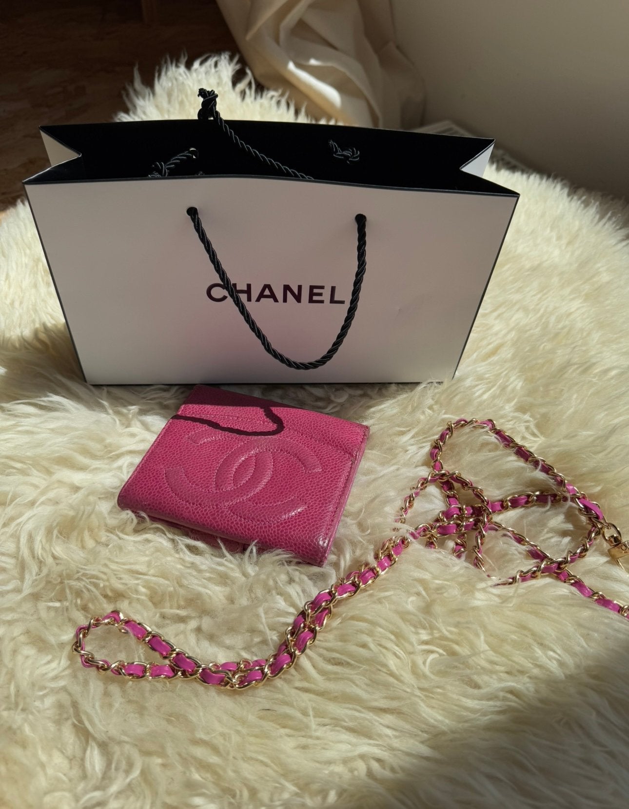 Portefeuille Chanel authentique., Bijoux, Sacs & Beauté, Autres marques, Cuir, Enlèvement ou Envoi, Rose