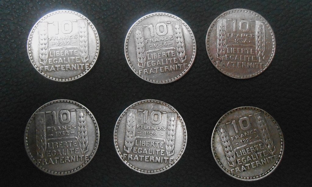 Lot de 6 pièces ARGENT 10 francs Turin, Enlèvement, France, Monnaie en vrac, Argent