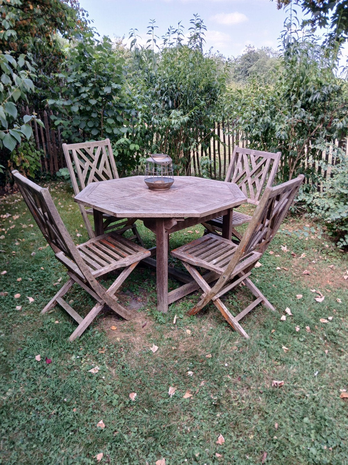 tablet et chaises de jardin, Enlèvement, Utilisé, Bois, Ajustable