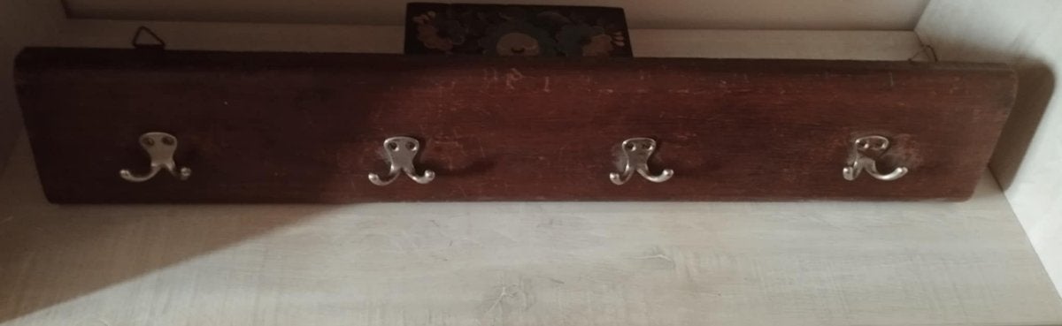 porte-manteau mural vintage en bois massif, Enlèvement, Comme neuf, Bois