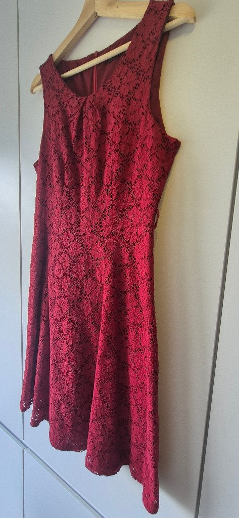 Robe florale rétro vintage bordeaux Cassis — 38/40, Vêtements | Femmes, Rouge, Taille 38/40 (M), Cassis Collection, Enlèvement ou Envoi