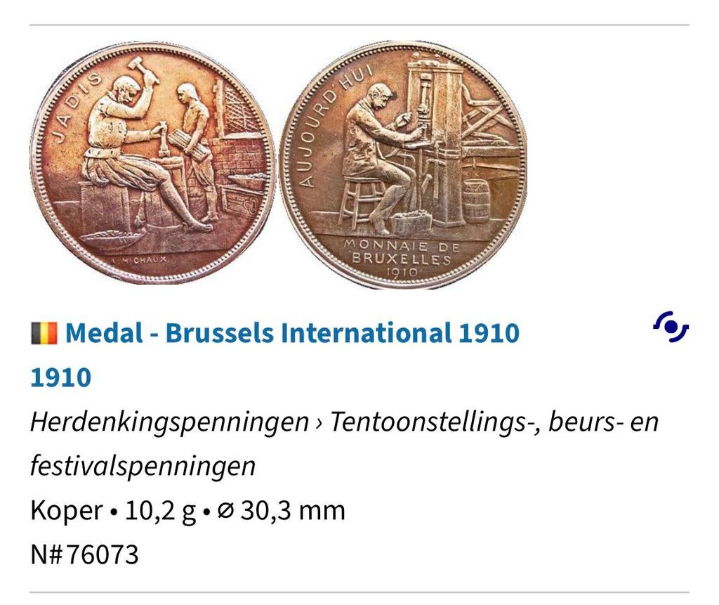 Penning wereldtentoonstelling 1910, Postzegels en Munten, Ophalen of Verzenden, Overige materialen