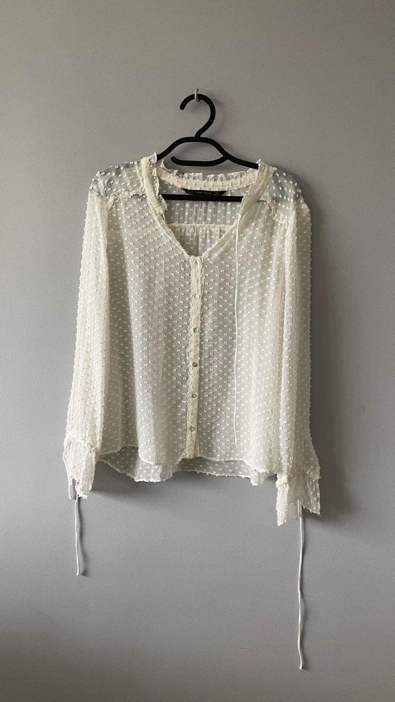 NIEUW ZARA SHIRT wit crème transparant S, Nieuw, Ophalen of Verzenden, Maat 36 (S), Wit