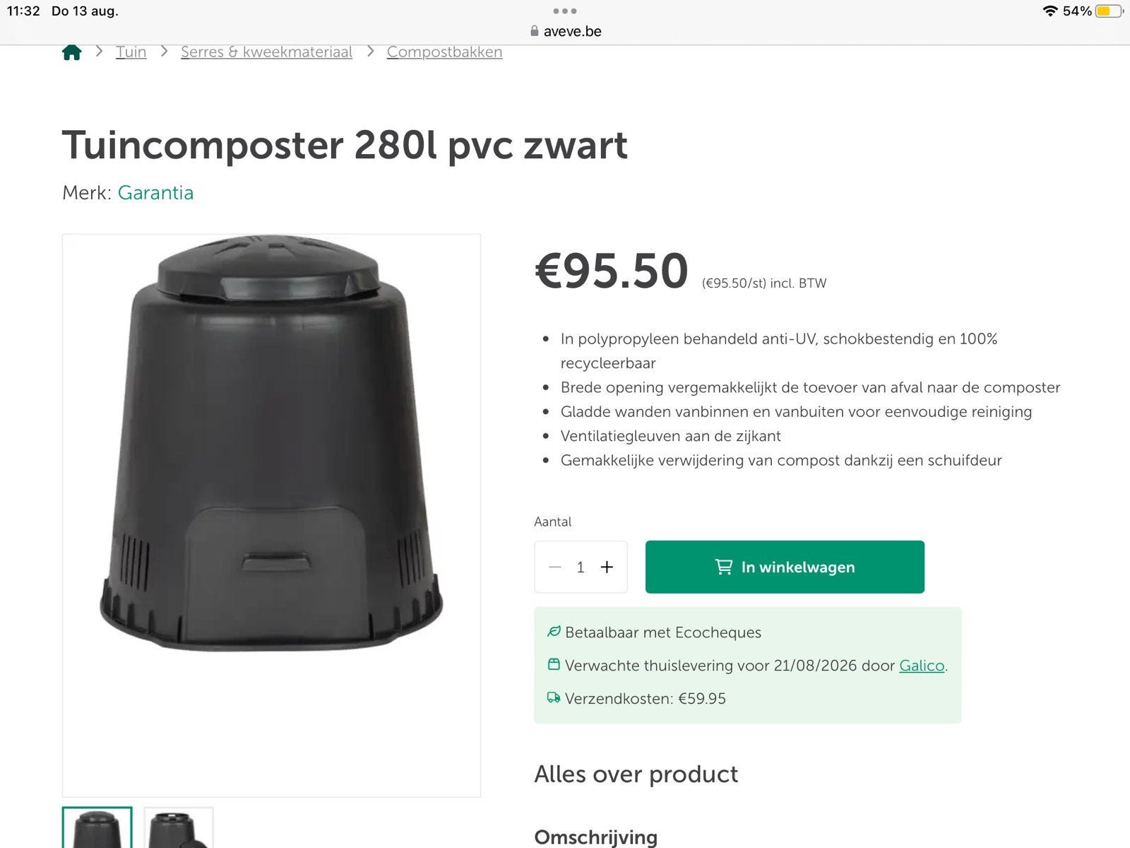 Compostvat, Ophalen of Verzenden, Nieuw