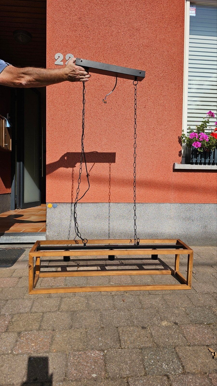 houten hanglamp, Ophalen, Gebruikt