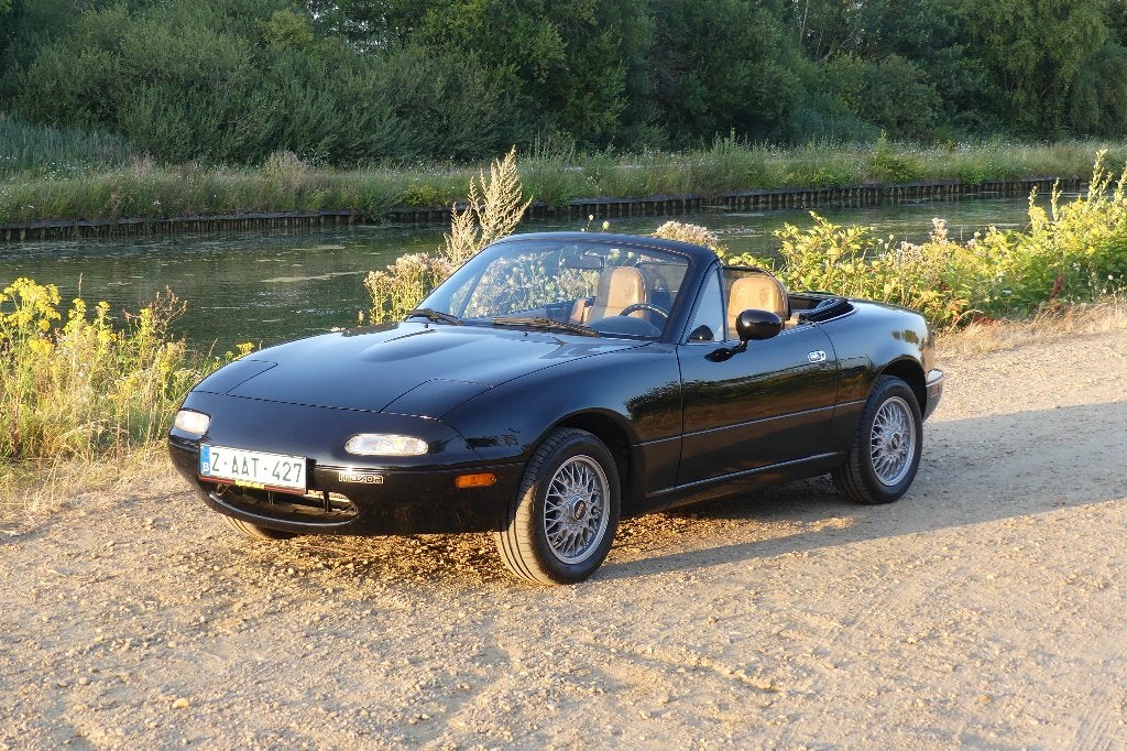 1992 Mazda MX-5, Auto's, Achterwielaandrijving, Cabriolet, Zwart, Leder