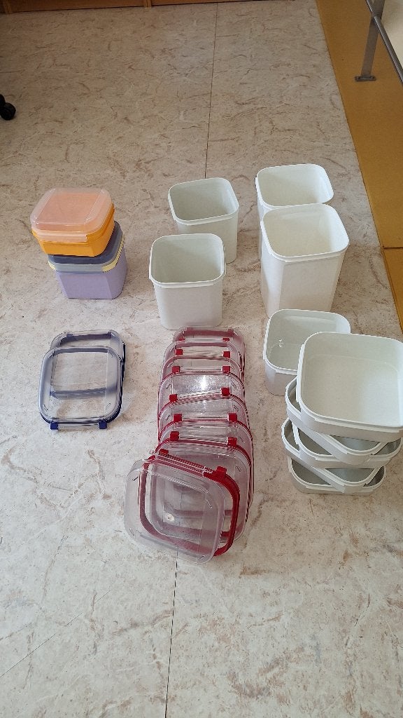 Tupperware Tuppertop voorraad dozen bakjes, Huis en Inrichting, Ophalen of Verzenden, Gebruikt, Crème