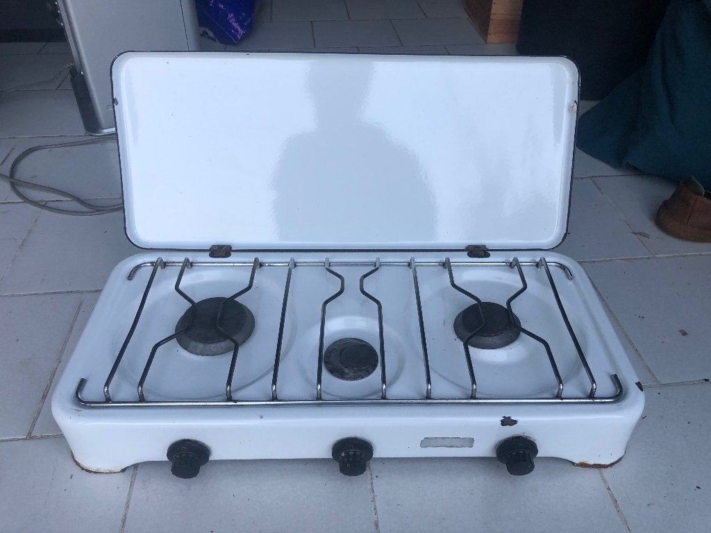 Gas kookvuur fornuis (camper), Electroménager, Cuisinières, Gaz, Enlèvement, Utilisé, 3 zones de cuisson ou moins