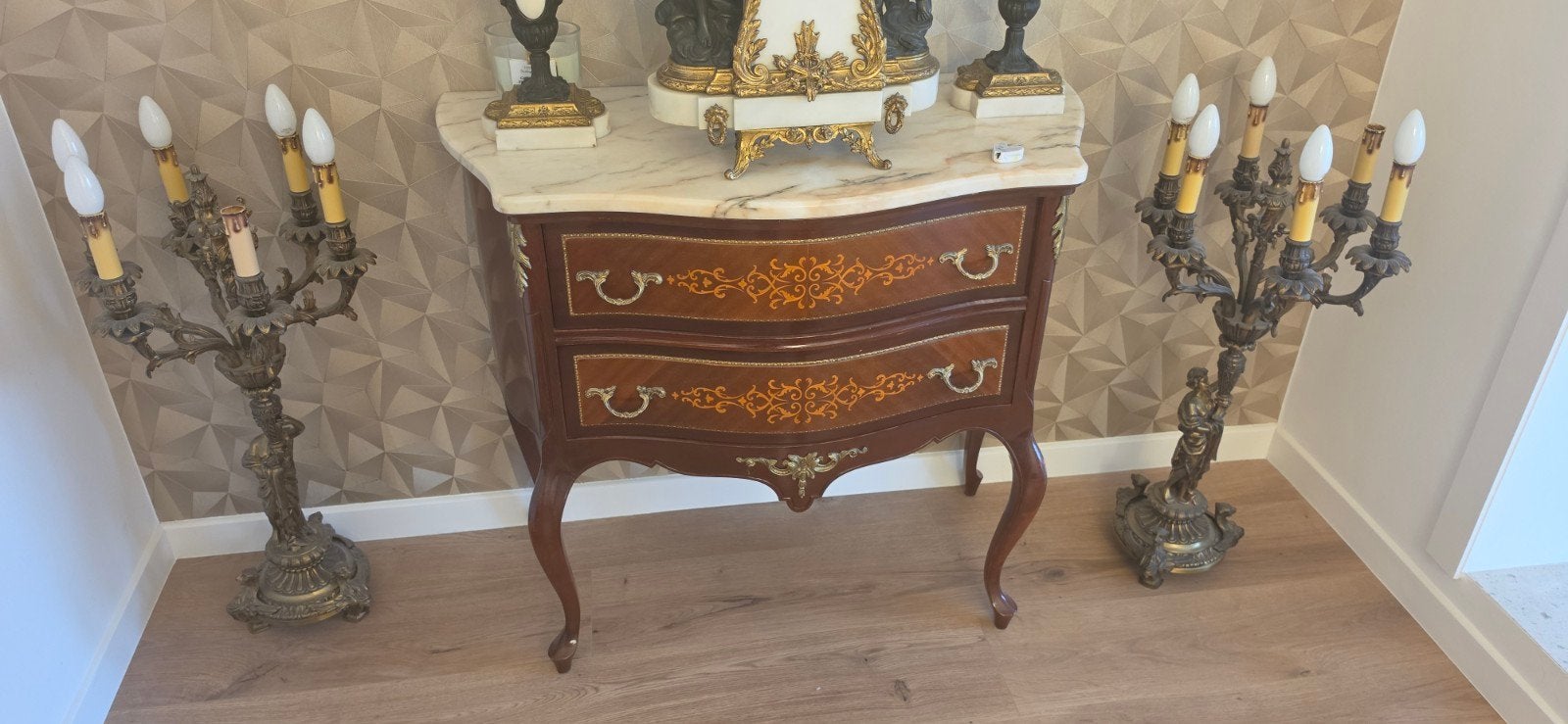 Paar Antieke Bronzen Kandelaars - H 82 cm., Ophalen