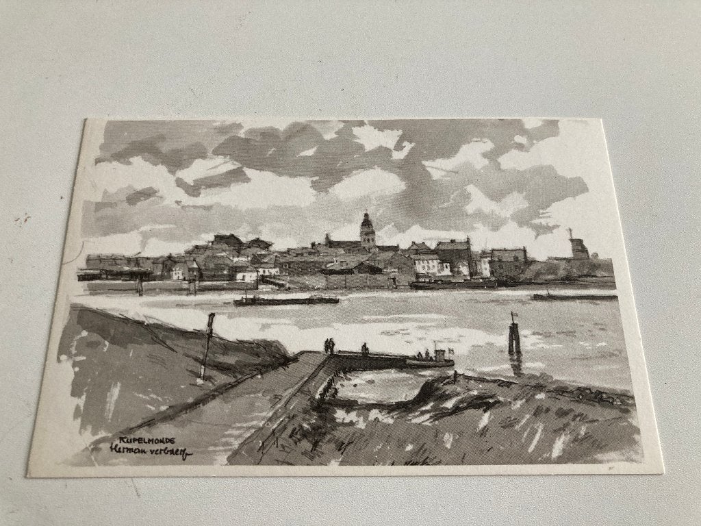 Kaart : grafisch gezicht op Rupelmonde dr  Herman Verbaere, Ophalen of Verzenden, 1960 tot 1980, Gelopen, Oost-Vlaanderen