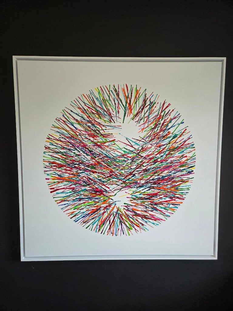 Origineel Werk Valou Kervyn op Doek 100x100cm "Pins&Needles", Antiek en Kunst, Kunst | Schilderijen | Modern, Ophalen, Abstract