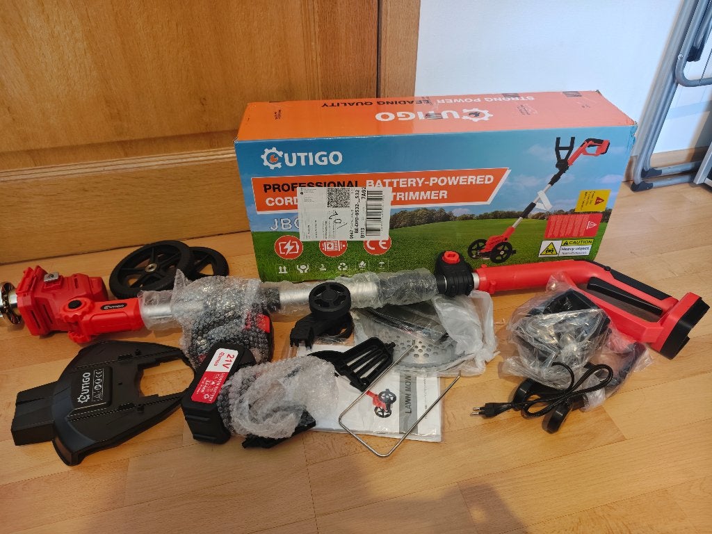 Tondeuse sans fil 21V avec batteries et roues, Jardin & Terrasse, Coupe-bordures, Neuf, Enlèvement ou Envoi, Amazon, 10 à 30 cm