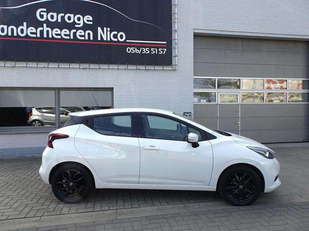 Nissan Micra 1.0i 5d. APPLE CARPLAY,AIRCO,CRUISE,BLUETH,ALU, Stof, Gebruikt, Wit, 5 deurs