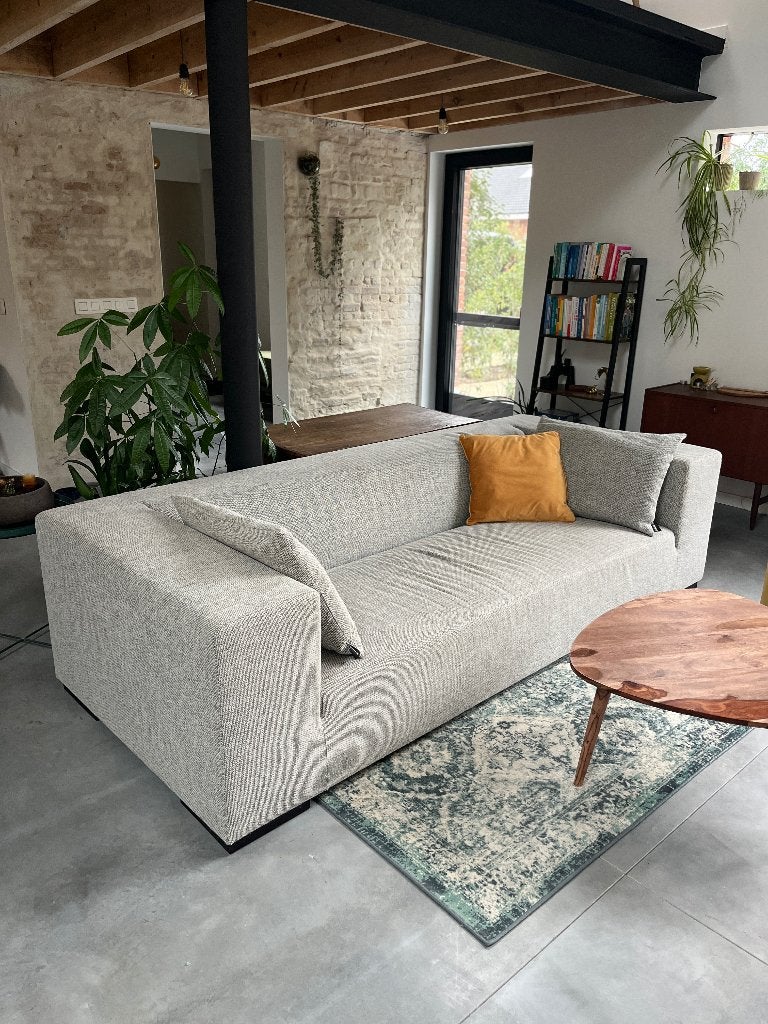 Koozo David 3-zits designzetel – Grijs gemêleerd, Maison & Meubles, Trois personnes, 100 à 125 cm, 200 à 250 cm, Banc droit