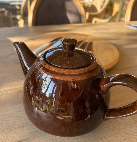 Vintage theepot Poterie de Bouffioulx – Bruin glazuur, Ophalen of Verzenden