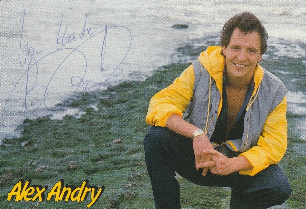Alex Andry - foto met handtekening - 1986, Verzamelen, Muziek, Artiesten en Beroemdheden, Ophalen of Verzenden, Zo goed als nieuw