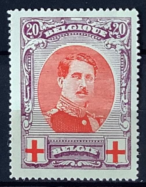 134  1915 MH*. Rode kruis. Albert I. OBP: 57,00 euro., Affranchi, Maison royale, Envoi, Avec timbre