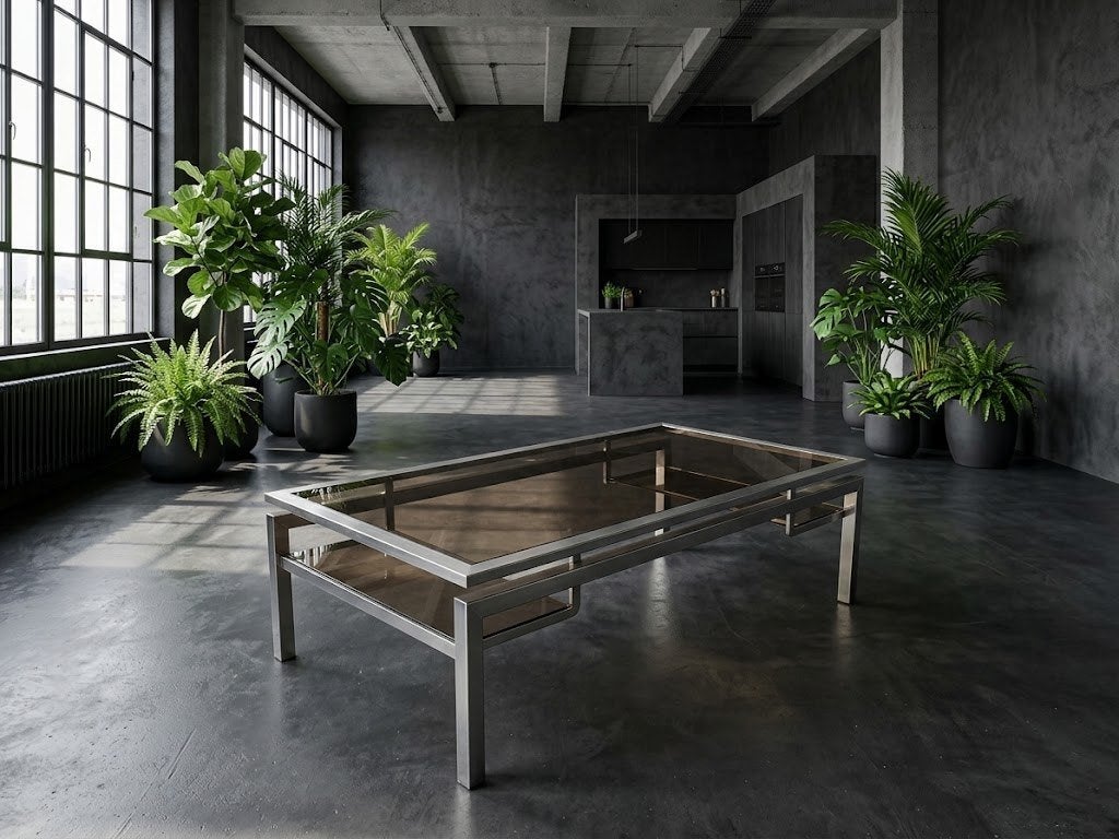 Vintage Guy Lefèvre voor Maison Jansen Salontafel, Huis en Inrichting, Ophalen of Verzenden, Glas