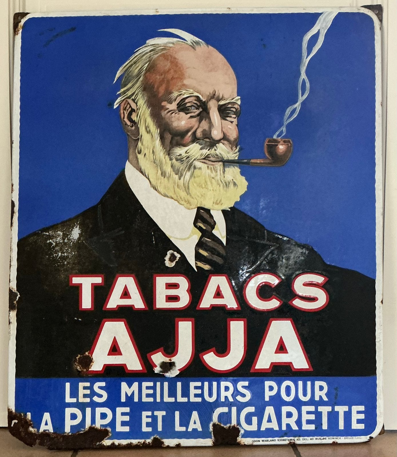 Oud TABACS AJJA/reclamebord, Ophalen of Verzenden, Gebruikt, Reclamebord