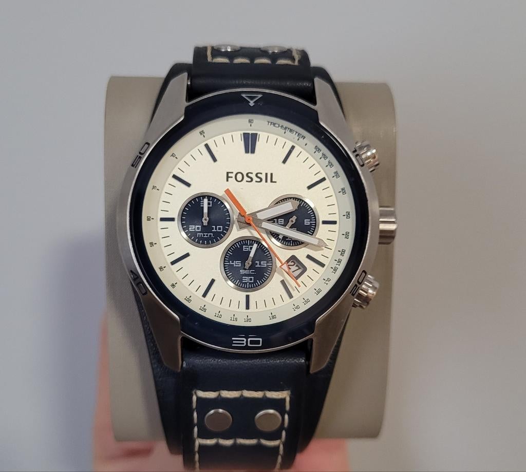 Fossil Herenhorloge – Chronograaf – Leren Band, Handtassen en Accessoires, Horloges | Heren, Ophalen, Staal, Leer