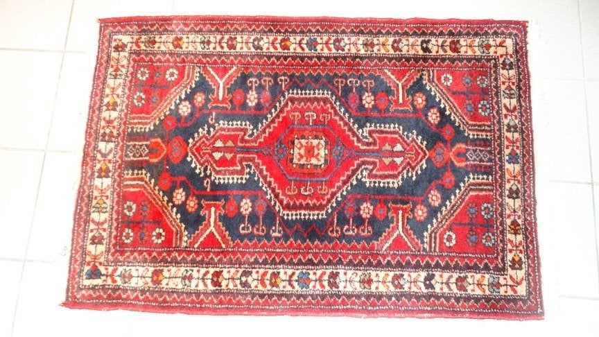 Tapis Persia Hamadan, noué à la main., Antiquités & Art, Enlèvement ou Envoi