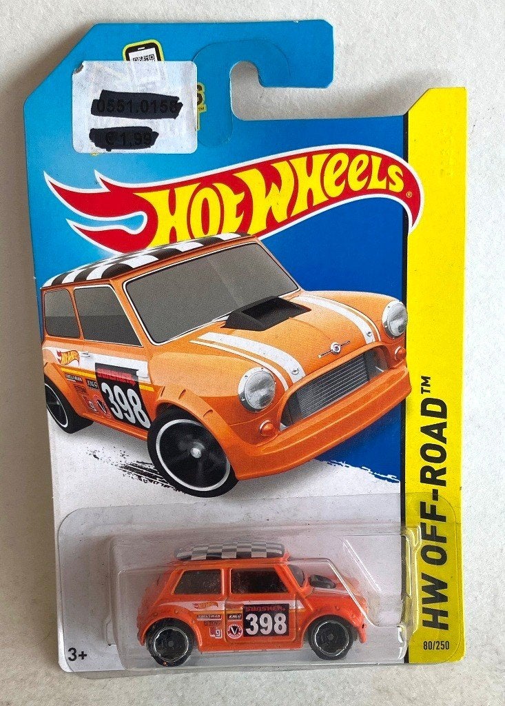 Mini Cooper oranje 398 Off-Road 398 long card Hot Wheels., Enlèvement, Comme neuf, Voiture