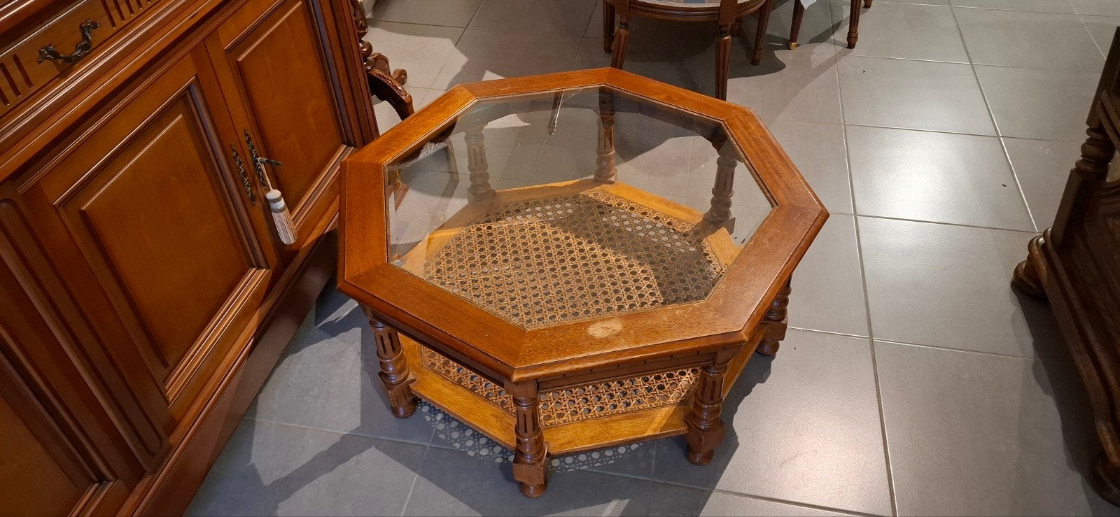 Table basse avec cannage, Maison & Meubles, Tables | Tables de salon, Utilisé, 5 – 50, 50 à 100 cm, 50 à 100 cm, Rond, Enlèvement