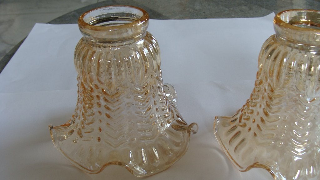 lot 2 anciens luxueux globes pour applique ou lustre vintage, Enlèvement