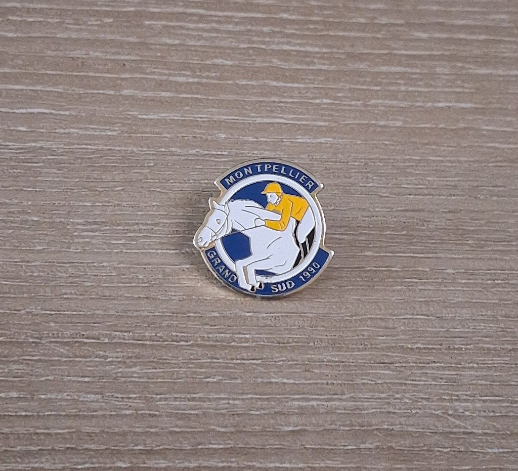 PIN - MONTPELLIER - PAARDRIJDEN - COURSE A CHEVAL, Envoi, Utilisé, Sport, Insigne ou Pin's