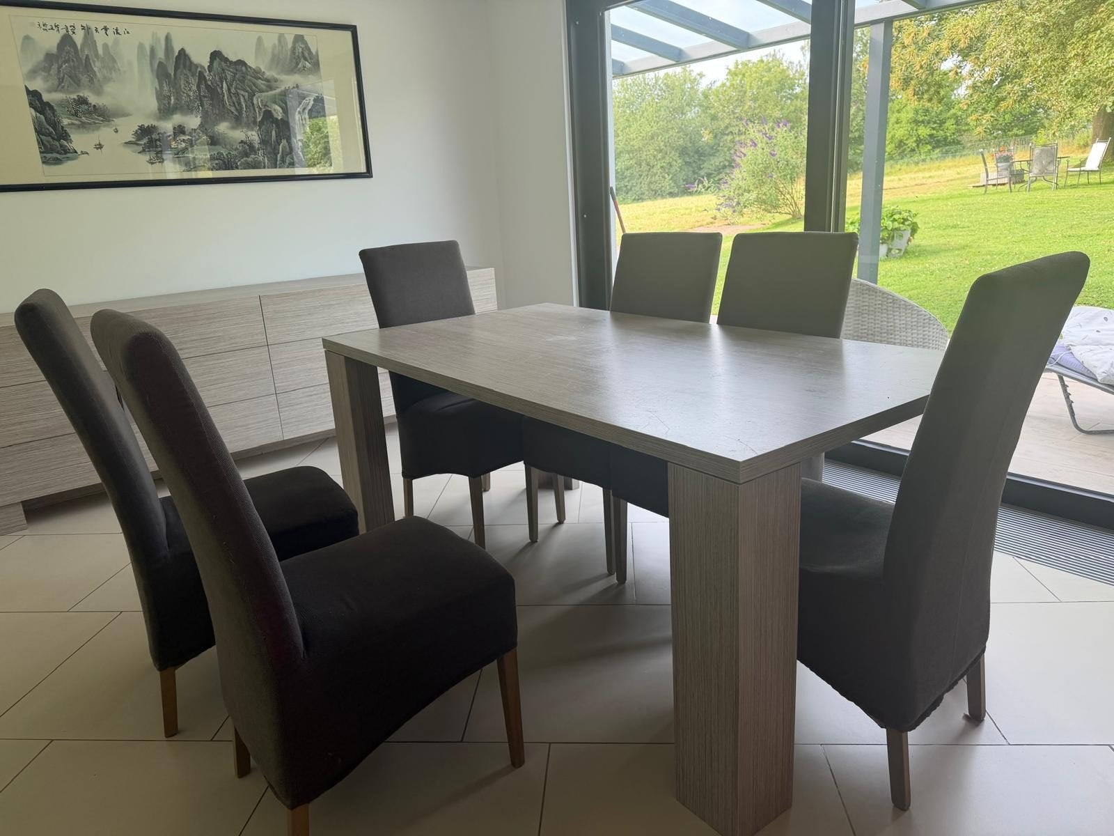 Complete eetkamerset met 6 stoelen, Ophalen