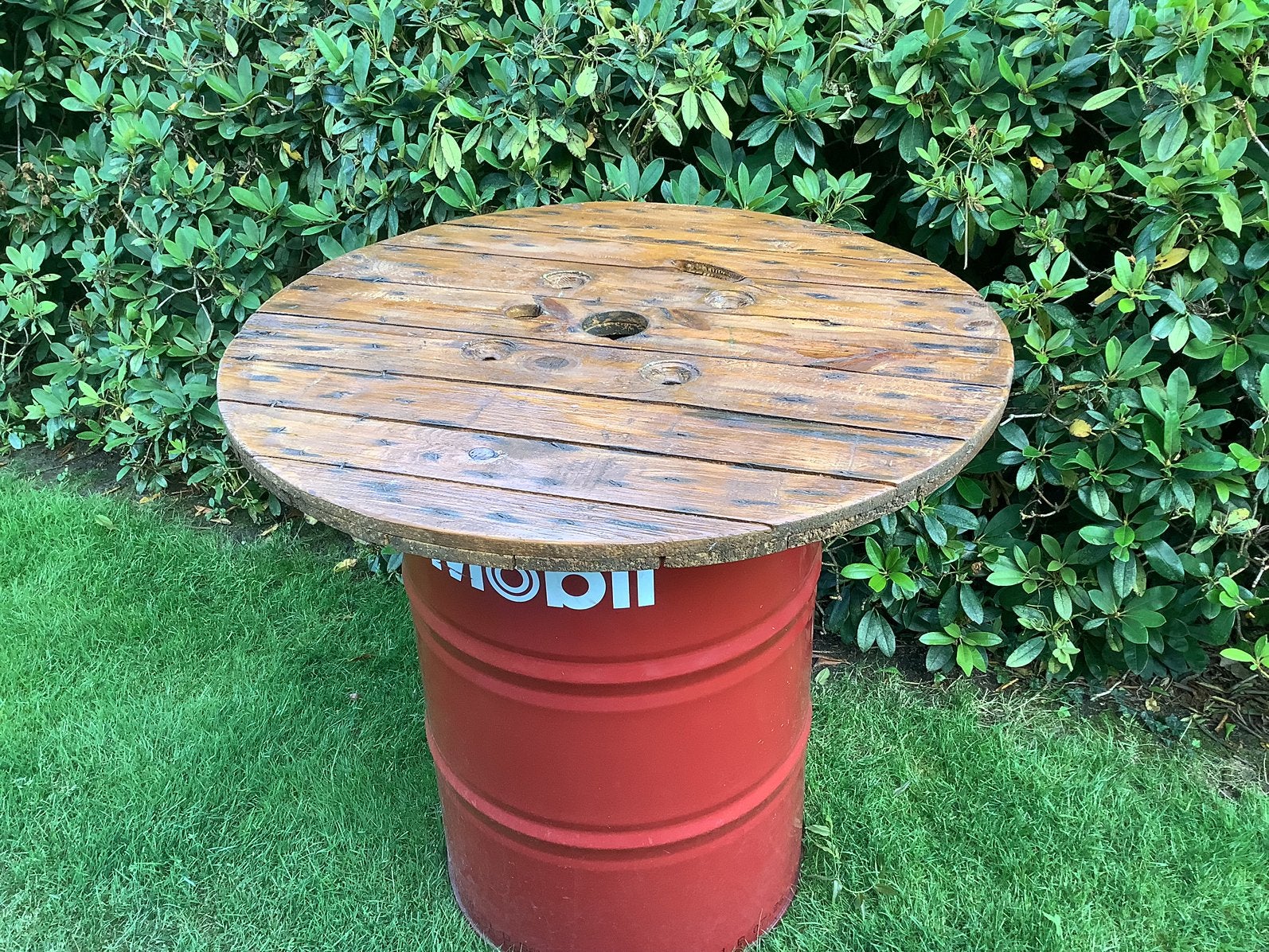 Hangtafel / statafel olievat met tafelblad 95cm, Ophalen, Gebruikt