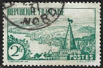 1 Postzegel Bretoens landschap Frankrijk 1935, Enlèvement ou Envoi, Affranchi