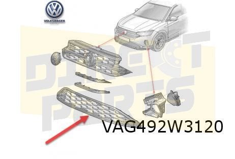 Volkswagen Taigo (2/22-) voorbumpergrille (RYP satijnzwart/c, Neuf, Volkswagen, -, -