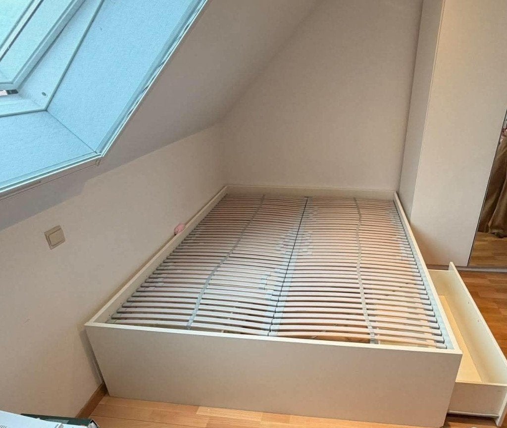Bed met 4 opberglades - zonder matras, Huis en Inrichting, Ophalen, Gebruikt, Wit, Tweepersoons