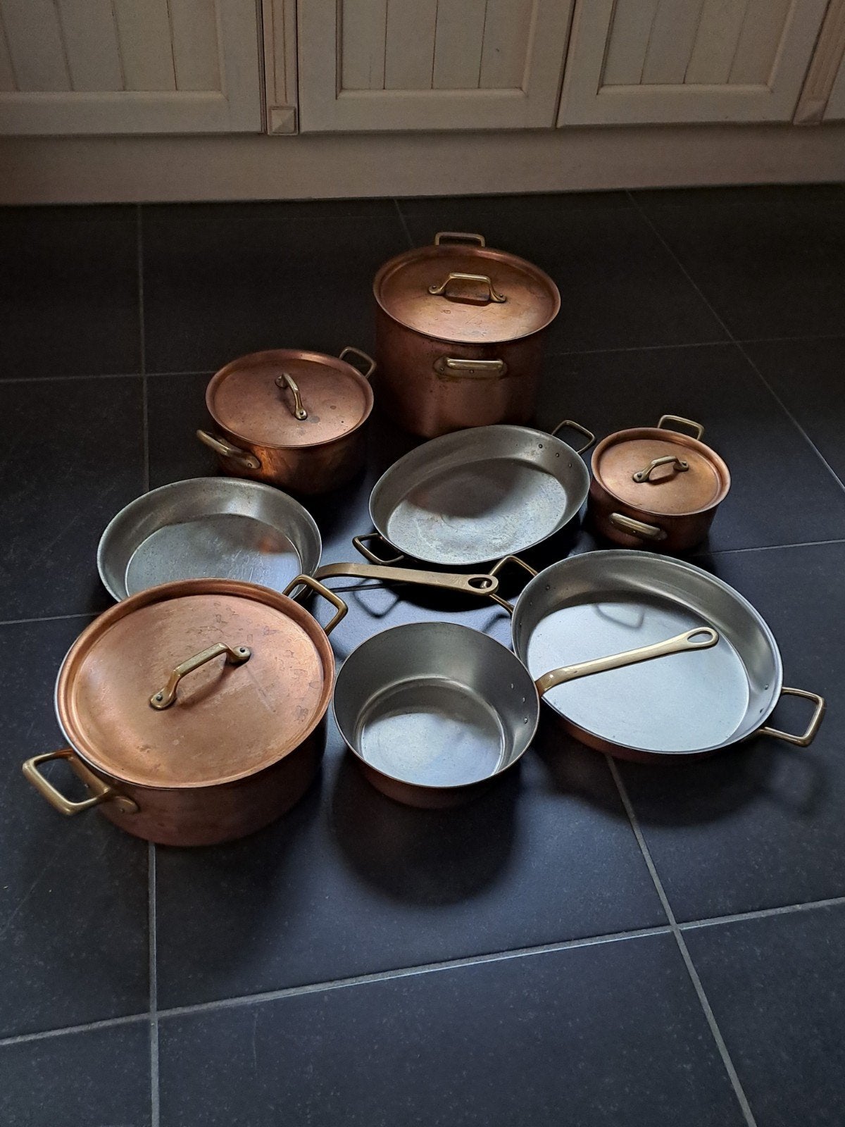 Casseroles et poêles en cuivre à vendre., Maison & Meubles, Cuisine | Casseroles & Poêles, Enlèvement, Autres marques, Ensemble de casseroles