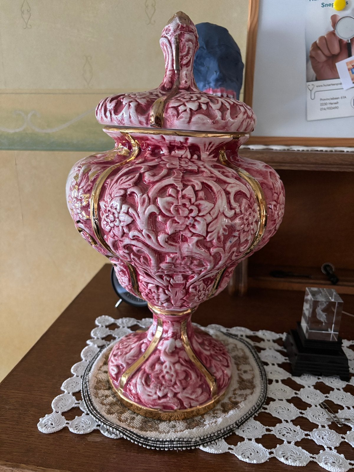 Vintage Italiaanse Porseleinen Dekselvaas / Tempelvaas, Ophalen, Zo goed als nieuw