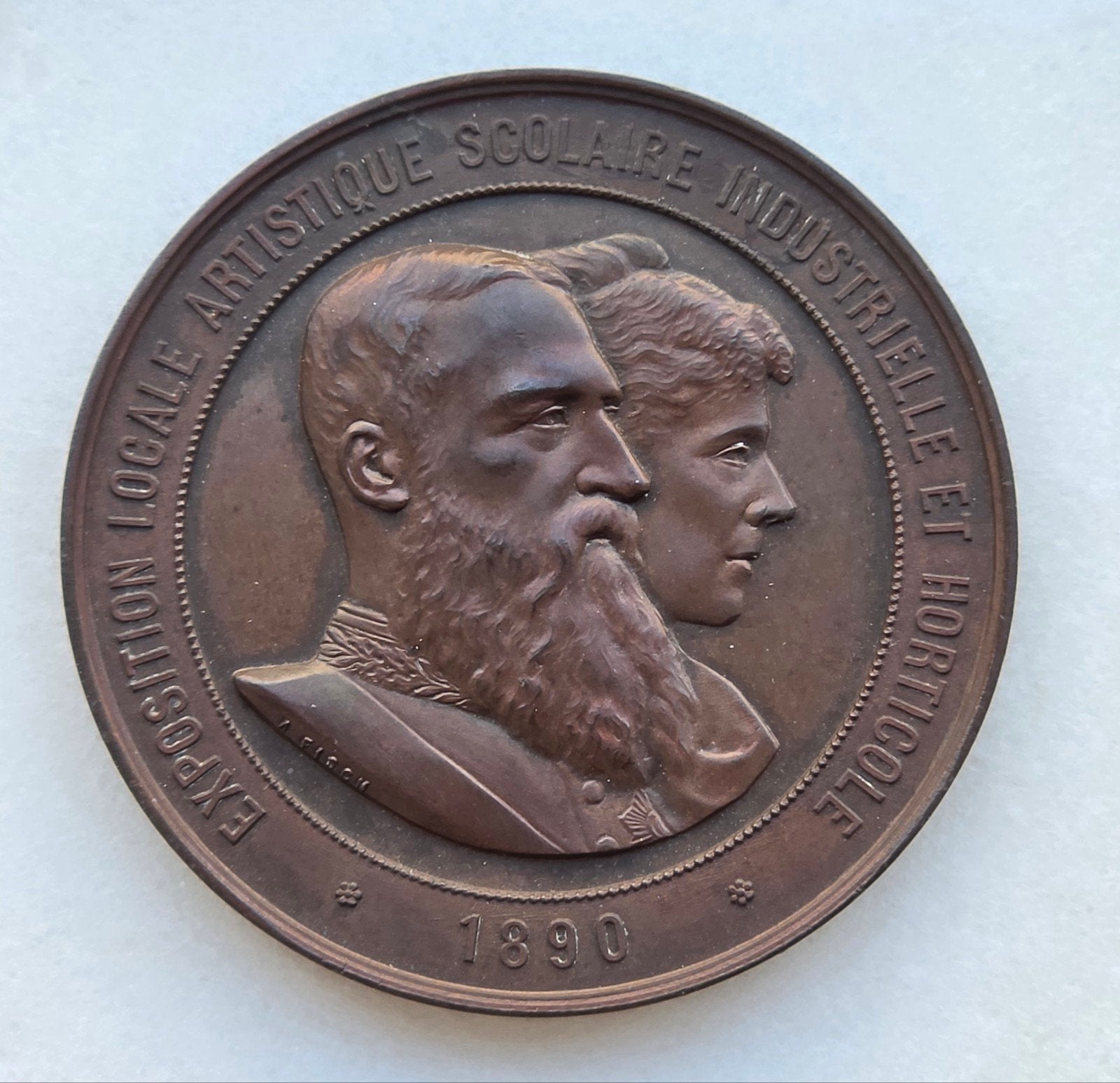 medaille Leopold II  en  Marie-Henriette 1890 Schaerbeek, Ophalen of Verzenden, Brons