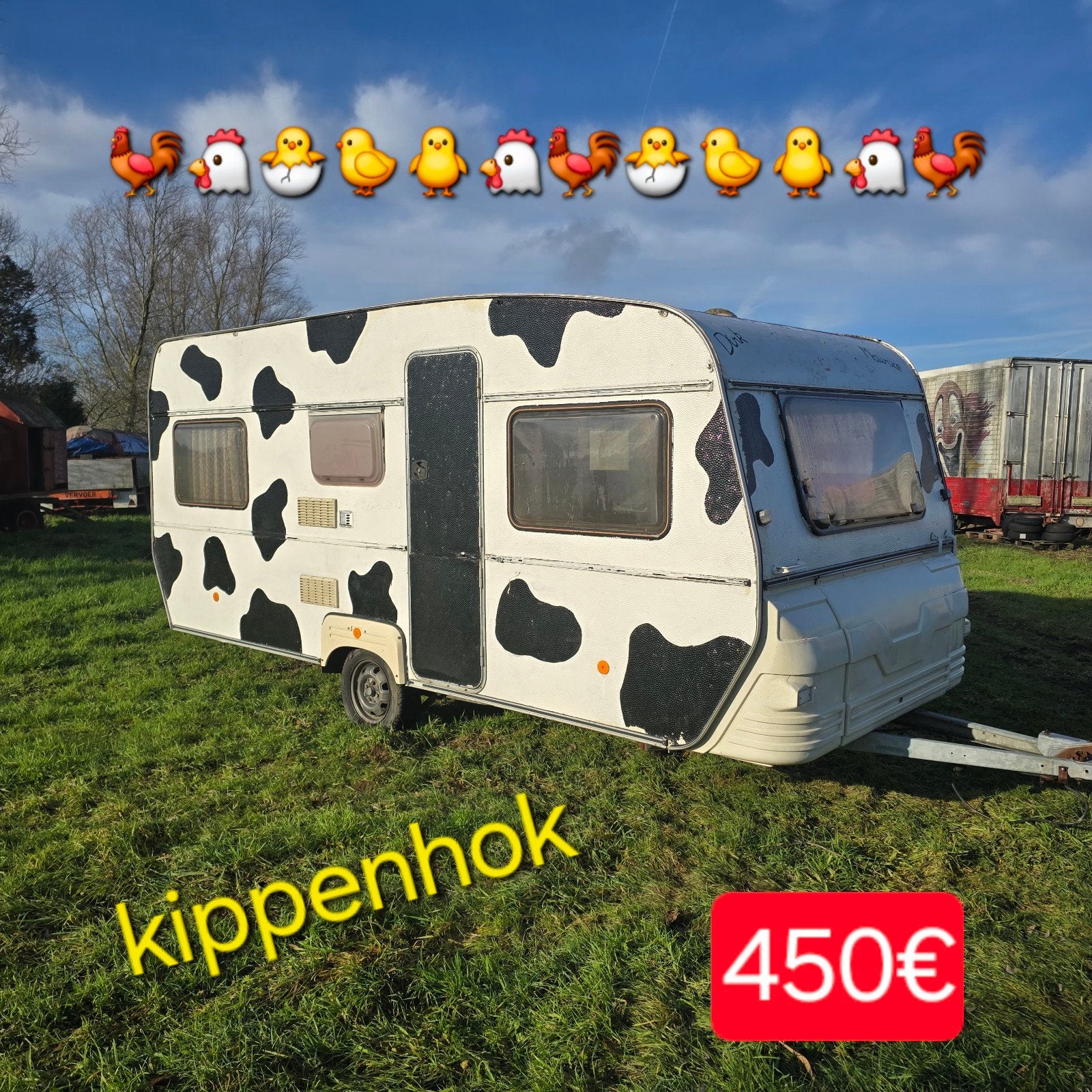 Caravan kippenhok paardeweide bos vijver geitenstal werfkeet, Ophalen
