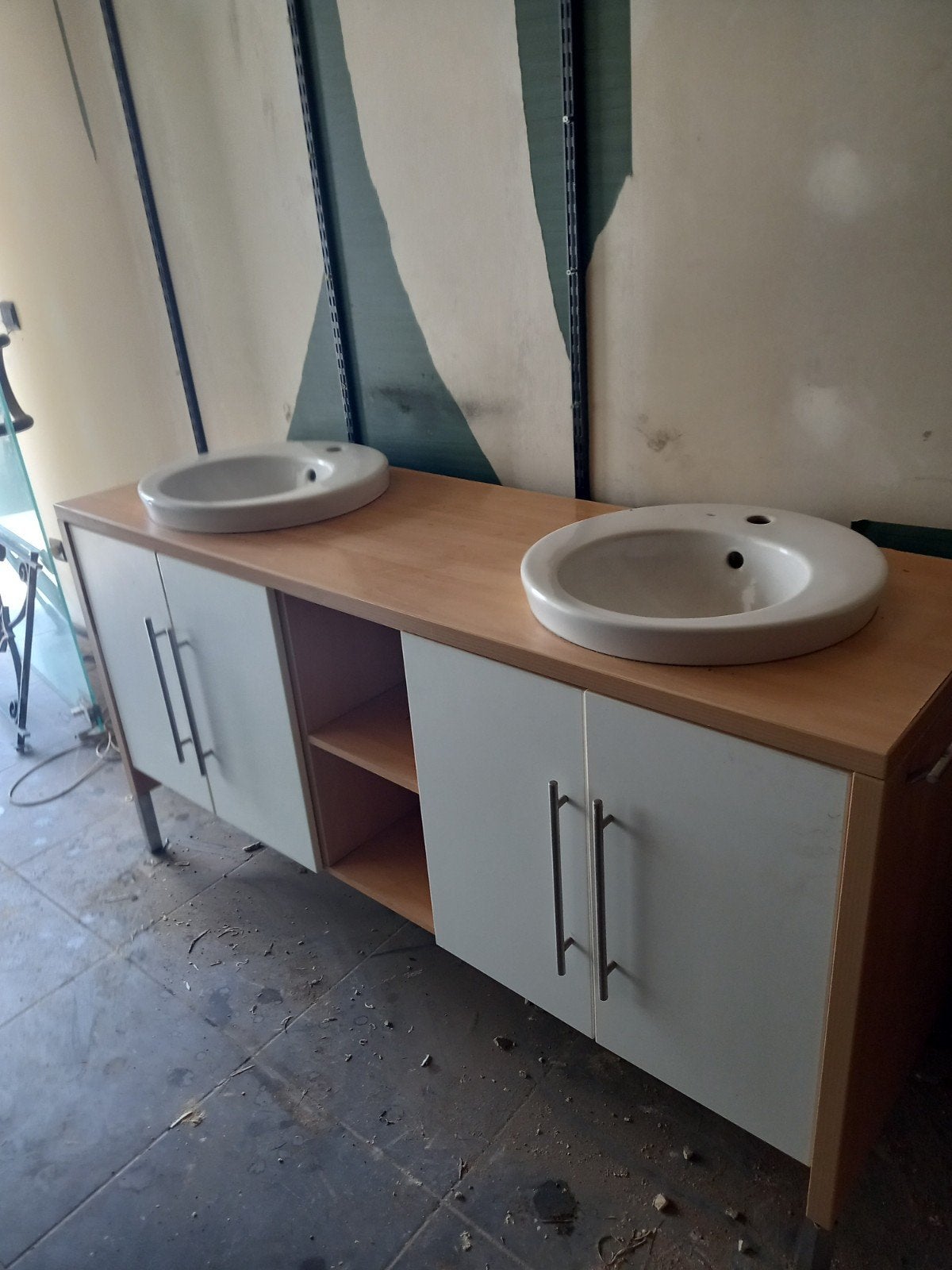 meuble salle de bain avec double vasque 160 cm  sur 55 cm, Maison & Meubles, Meuble lavabo
