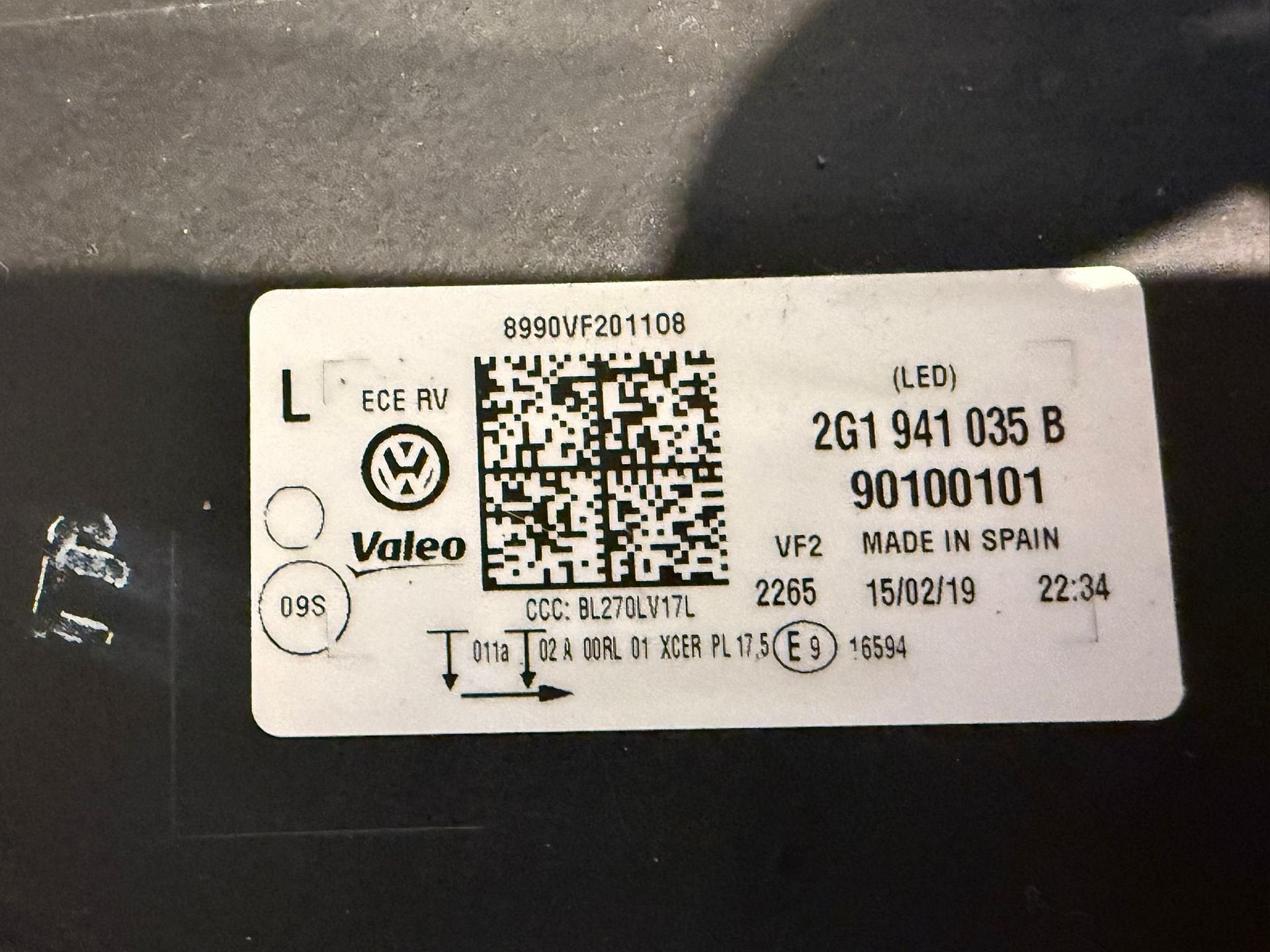 VW POLO 2G VOLLED KOPLAMP LINKS L 2G1941035B, Gebruikt, -, Volkswagen, -