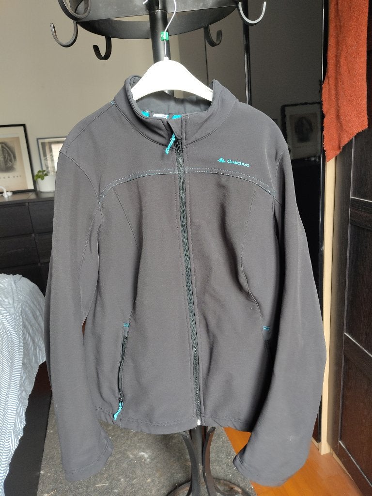Quechua softshell wandeljas in zwart en turquoise, Zwart, Ophalen of Verzenden, Quechua, Gedragen