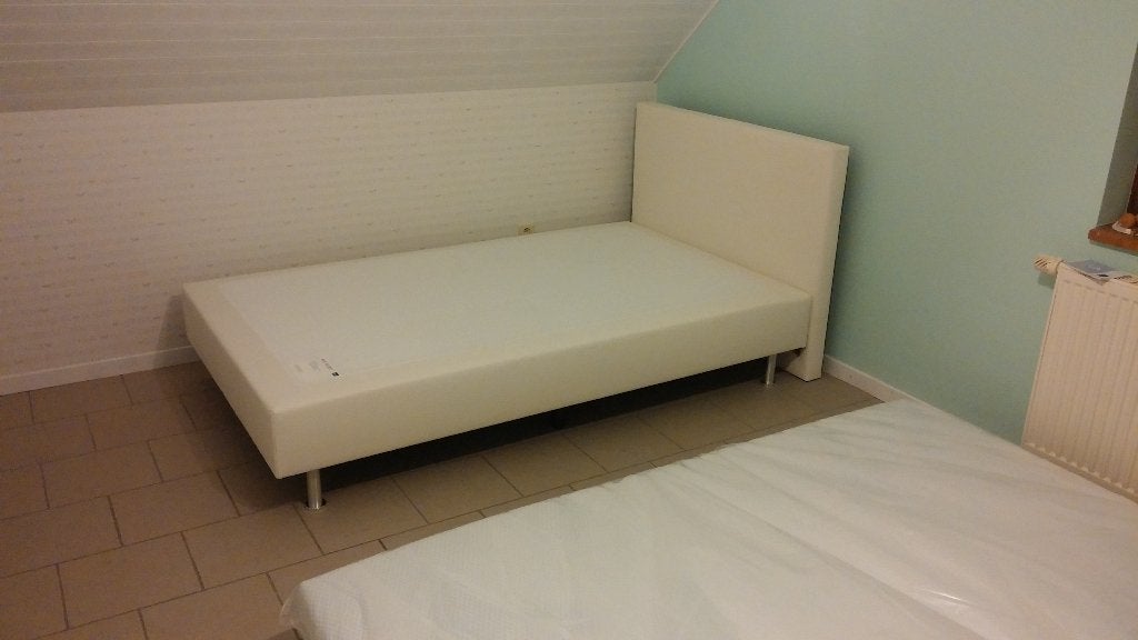 Lit boxspring 120x200cm, Maison & Meubles, Chambre à coucher | Lits, Enlèvement, 120 cm, Blanc, Une personne